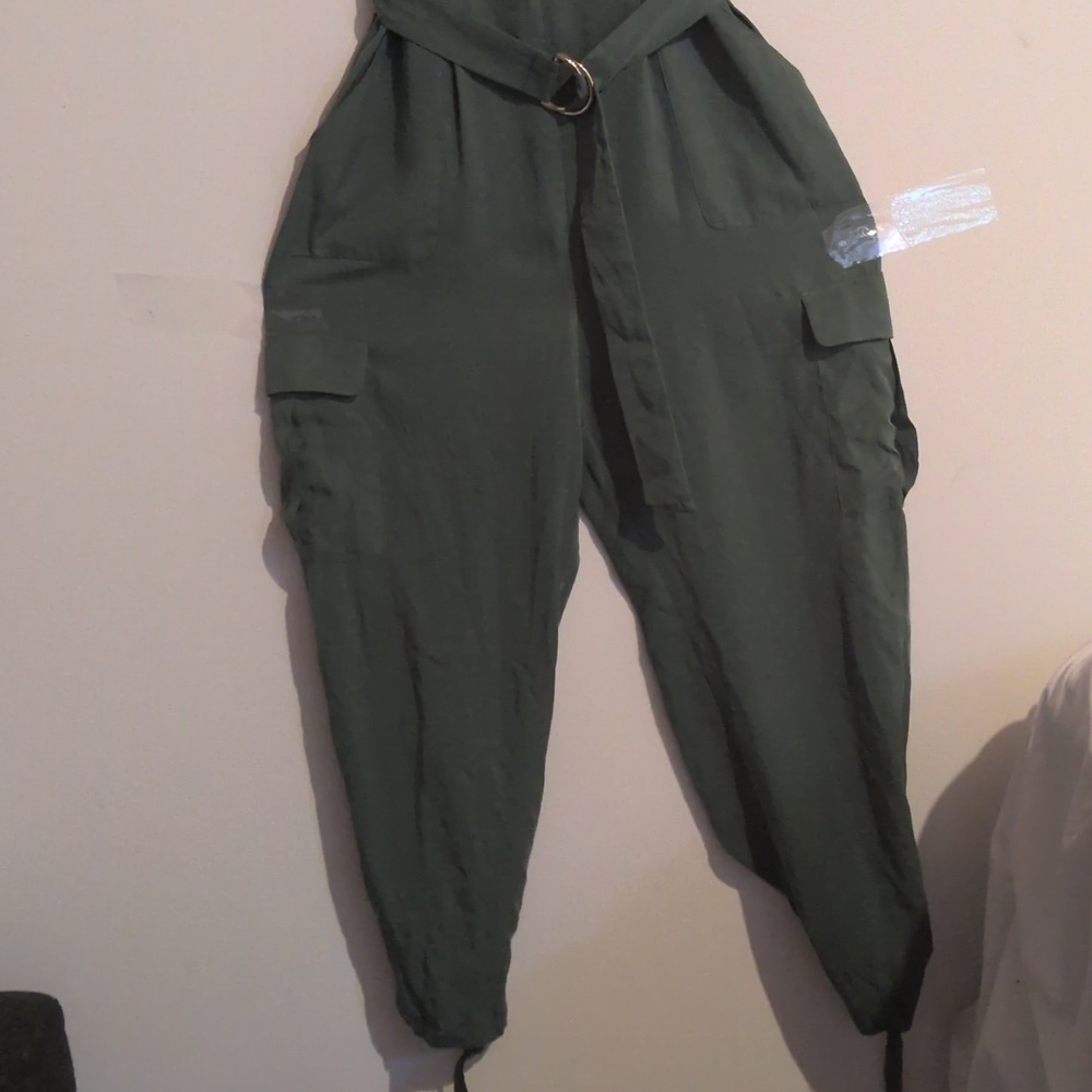 Zara Dark Green Belted Jumpsuit - Picture 3 of 6